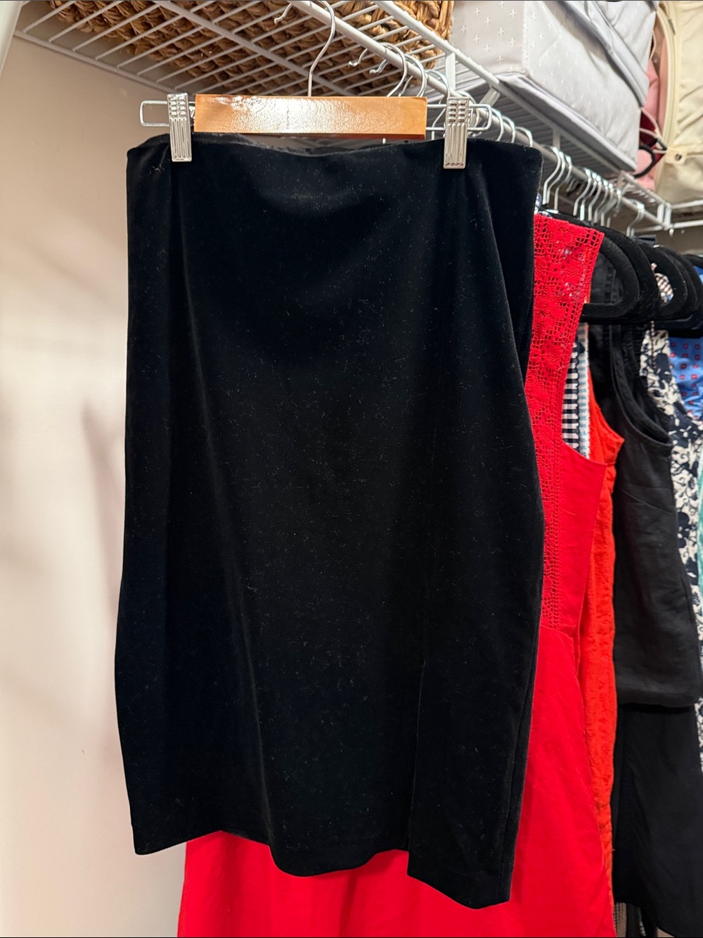 Black Velvet Pencil Skirt - Classic Women's Skirt